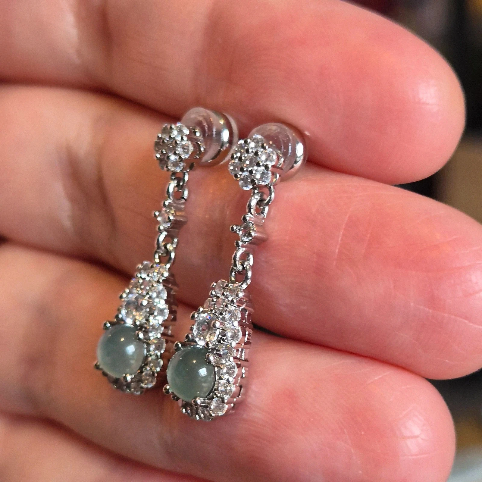 Natuurlijk type A jadeïet jade oorbellen – photo 4